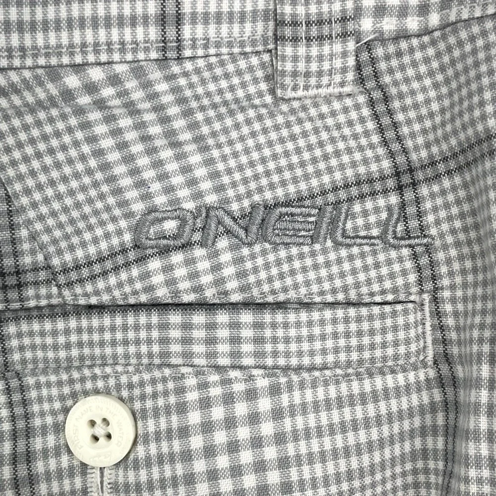 O'Neill Hybrid Shorts Mens 34 White Gray Gingham Plaid Gorpcore Outdoor‎ Hiking